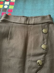 Black Mini Skirt with Button Detail