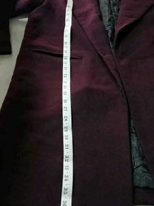 Burgundy heavy woolen knee length coat