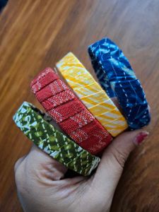 Colorful Fabric Bangles (Set of 4)