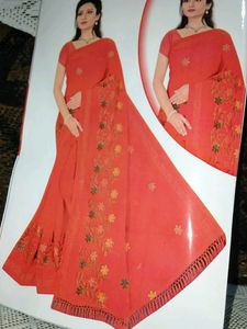 Brand New Saree With Blouse 🎉💓.                        Only Cash✅No Coins And Swap❌.  Its Completely New Packed With Tag  Last Picture Added Is A Reference Picture How Saree Look Will Come