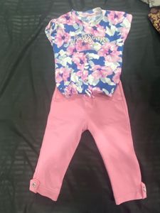 Cute Floral Top & Pink Pants Set