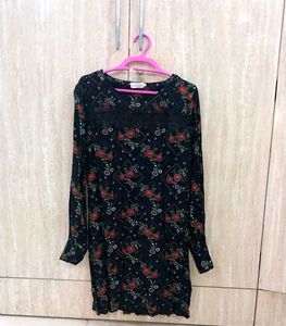 Floral Long Sleeve Mini Dress