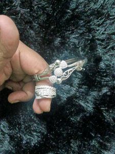 Silver Fashion Kada&amp; Ring Combo