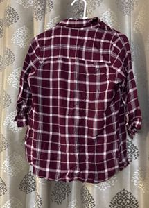 Maroon Plaid Flannel Shirt for women