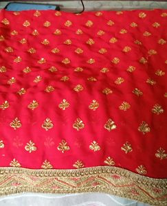 Red & Gold Embroidered Fabric