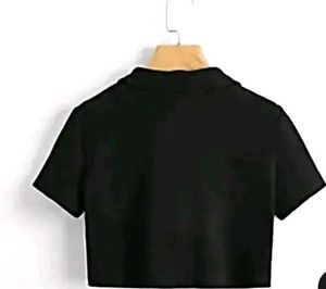 Black 3/4 Sleeve Button-Down Shirt