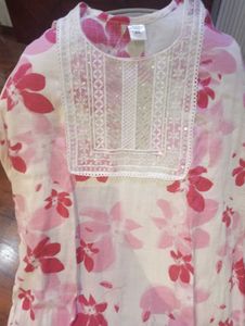 Dark Pink And White Suit (44 Size)