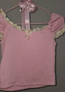 Pink Lace Crop Top