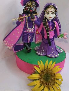 Radha Krishna Murti With Clay Craft