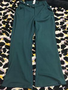 Green Wide Leg Pants with Belt