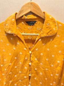 Vintage Mustard Button-Down Top