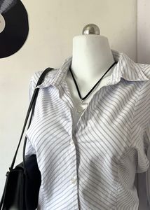 Blue thin Striped Shirt Women