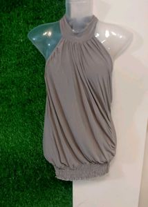 Backless Neck Gathered Halter Top