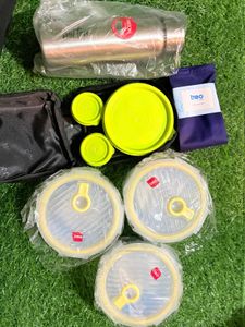 Combo &#34;Milton Premium Glass Tiffin Crystal bottle