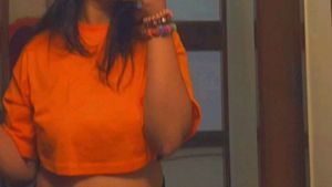 Orange Branded Crop Top
