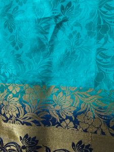 Teal And Blue Tapeta Silk Saree