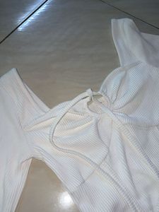 White Long Sleeve Corset style Top