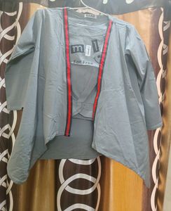 Grey Jacket And Crop Top