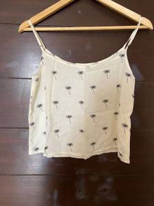 H&amp;M Women’s Off White Printed  Strapy Top (S)
