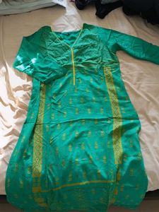 Green Printed Kurta