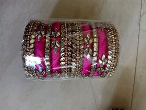 Trending Silk Thread Kundan Stone Bangles Set