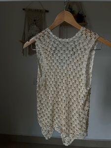 Gold Beaded Crochet Vest Top