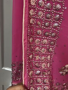 Pink Embellished Saree with Blouse