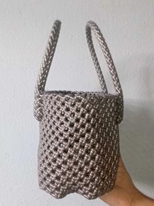 Handmade Braided Silver  Bag.
