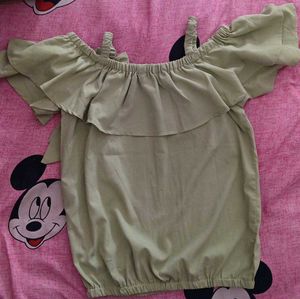 Cute Green Off-Shoulder Top
