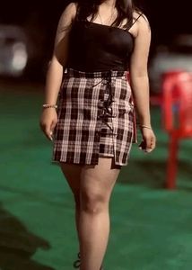 plaid pencil skirt with built in shorts