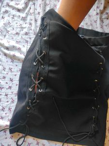 Black Lace-Up Mini Skirt