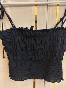 Black smocked top h&amp;m