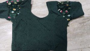New Jacquard Dark Green Blouse