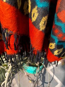 Boho Chic Red Poncho Wrap