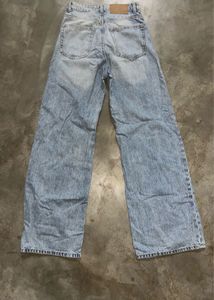 H&amp;M High-Waist Wide-Leg Light Blue Denim Jeans