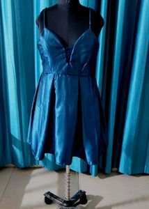 Navy Blue Teal  Mini Dres