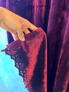 Burgundy Velvet Long Sleeve Kurta (M)