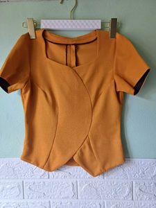 Mustard Yellow Wrap Blouse