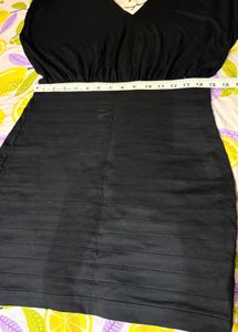 Black Mini Dress - V Neck