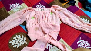 Blush Pink Polka Dot Tie-Up Crop Top