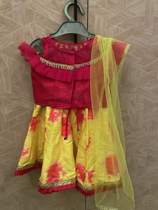 Embroidered Yellow Pink Babygirl Lehenga