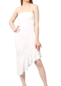 White Strapless Ruffle Dress