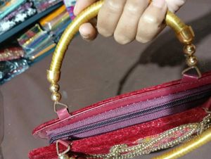 Elegant Red Embroidered Clutch