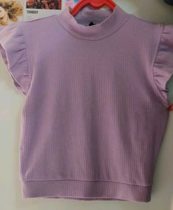 Cute Lavender Ruffle Sleeve Top