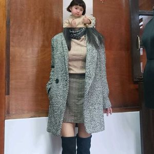 Stylish Tweed Coat with inner turtle neck top