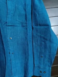 Zodiac Men Blue Pure Linen Shirt