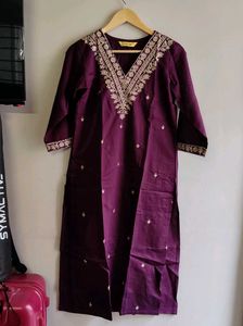 MYNTRA 3 Piece Embroidery Suit With Floral Duppata
