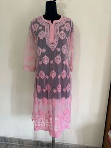 Pink Chikankari Kurti