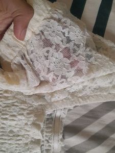 White Lace Square Neck Top