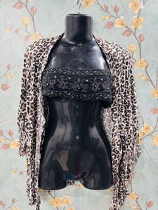 Cheetah Print Fringe Shrug